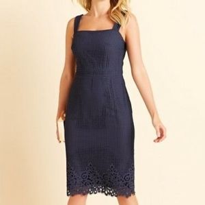 Bravissimo Navy Broderie Lace Tea Length Cocktail Dress